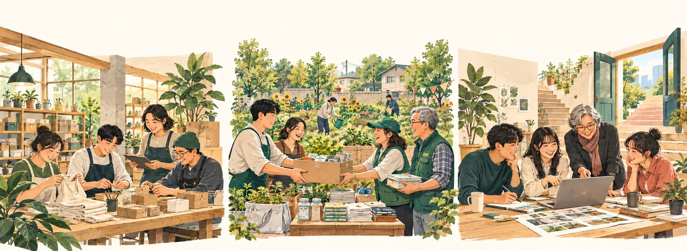 설립배경과 목적 스토리 일러스트